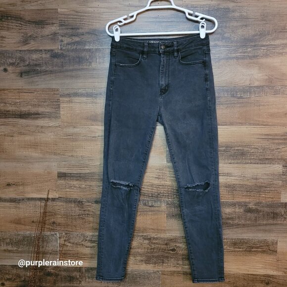 American Eagle Jeans 6 R Jegging Super Hi Rise Super Stretch X Black Wash Denim - Picture 1 of 13